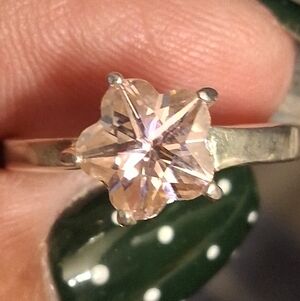Vintage Sterling Silver Pink Morganite Star Ring